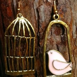 Bird & Birdcage Earrings
